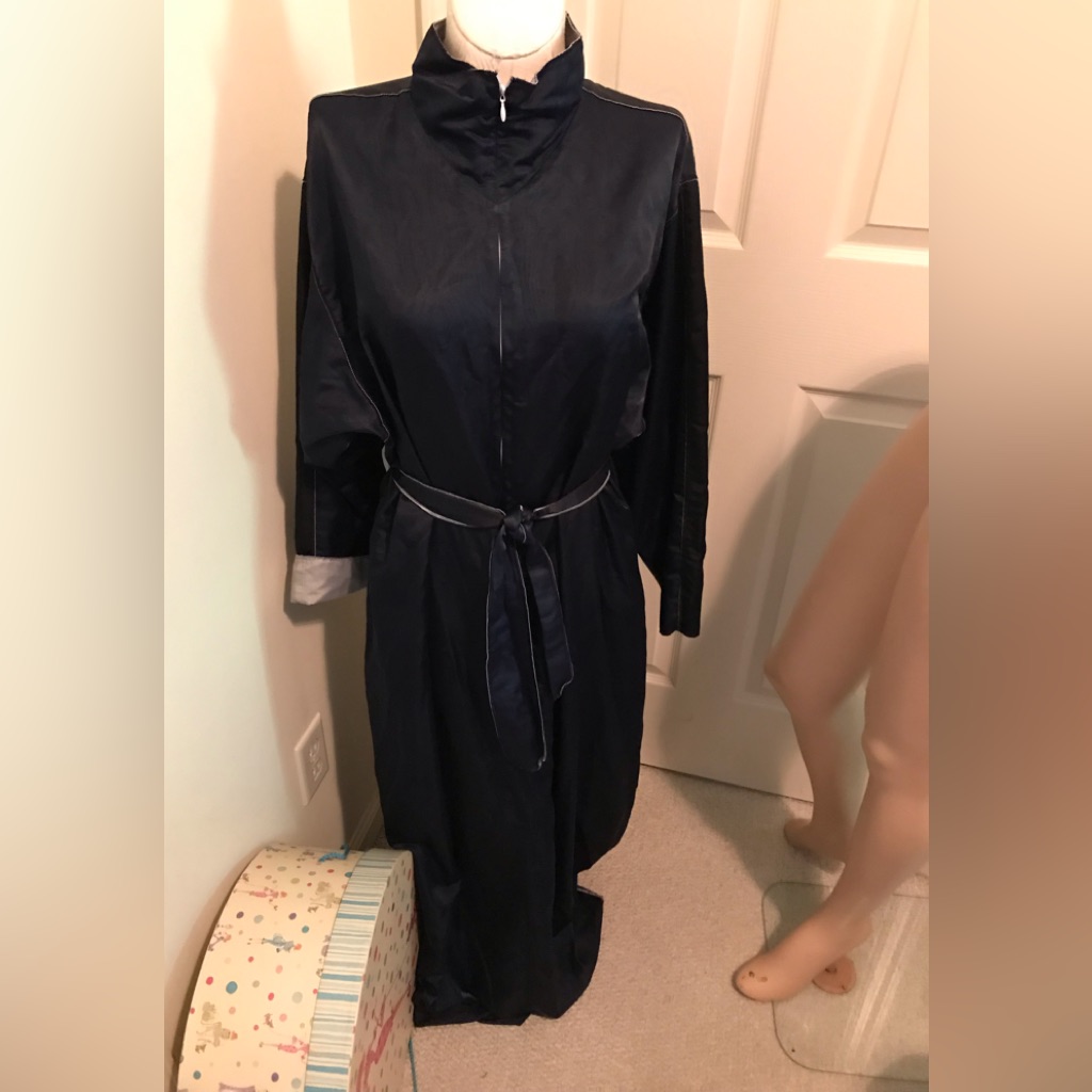 Fernando Sanchez Vintage M Caftan With Belt Navy/Black/Silver
